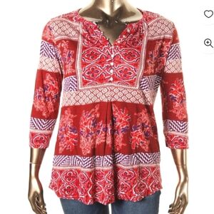 Lucky Brand Red Tunic Top Size Small